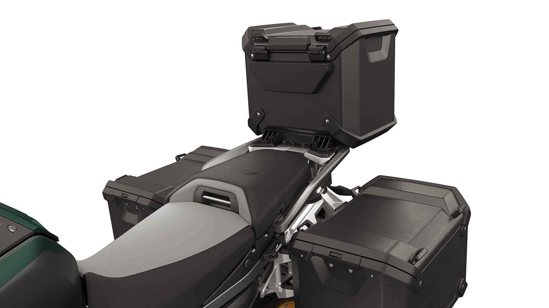 Luggage carrier and case holder, incl, black aluminium case and black topcase