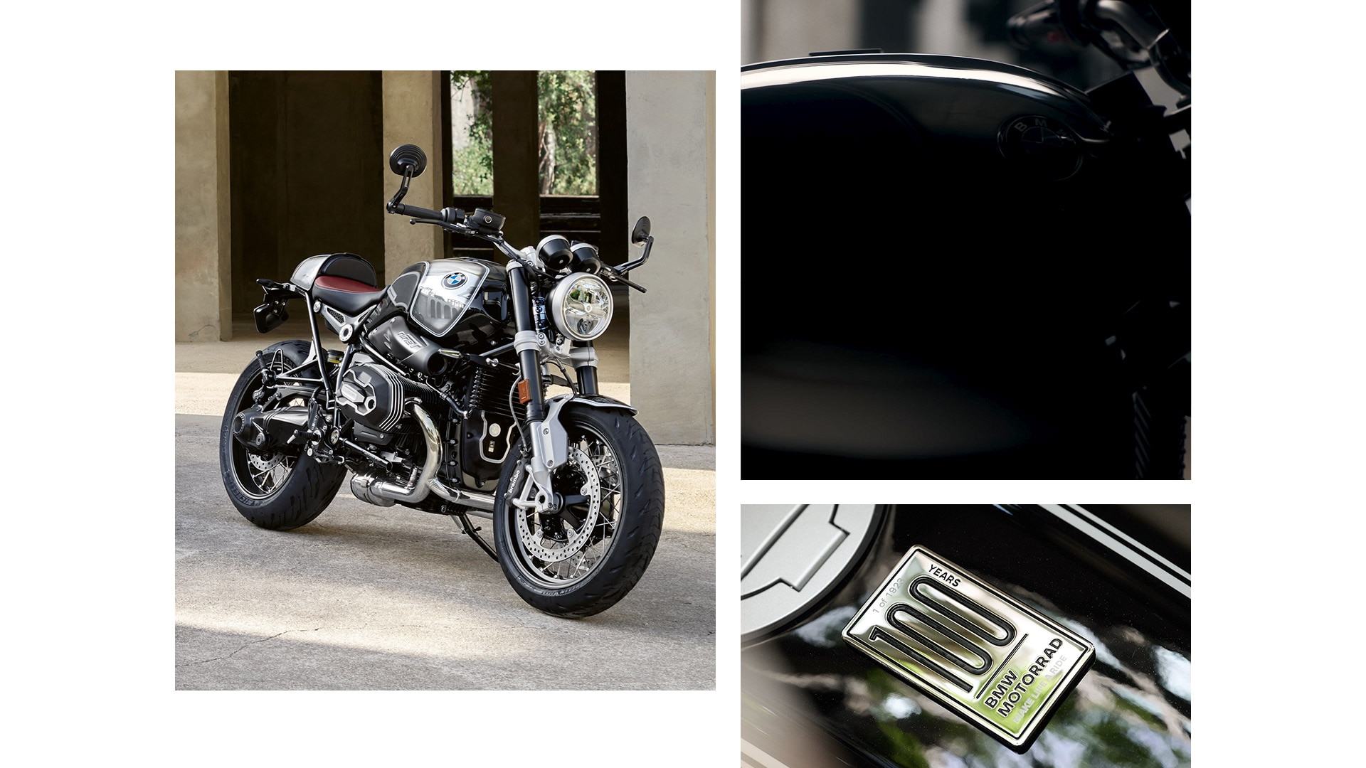 Collage with images of the BMW Motorrad R nineT 100 Years