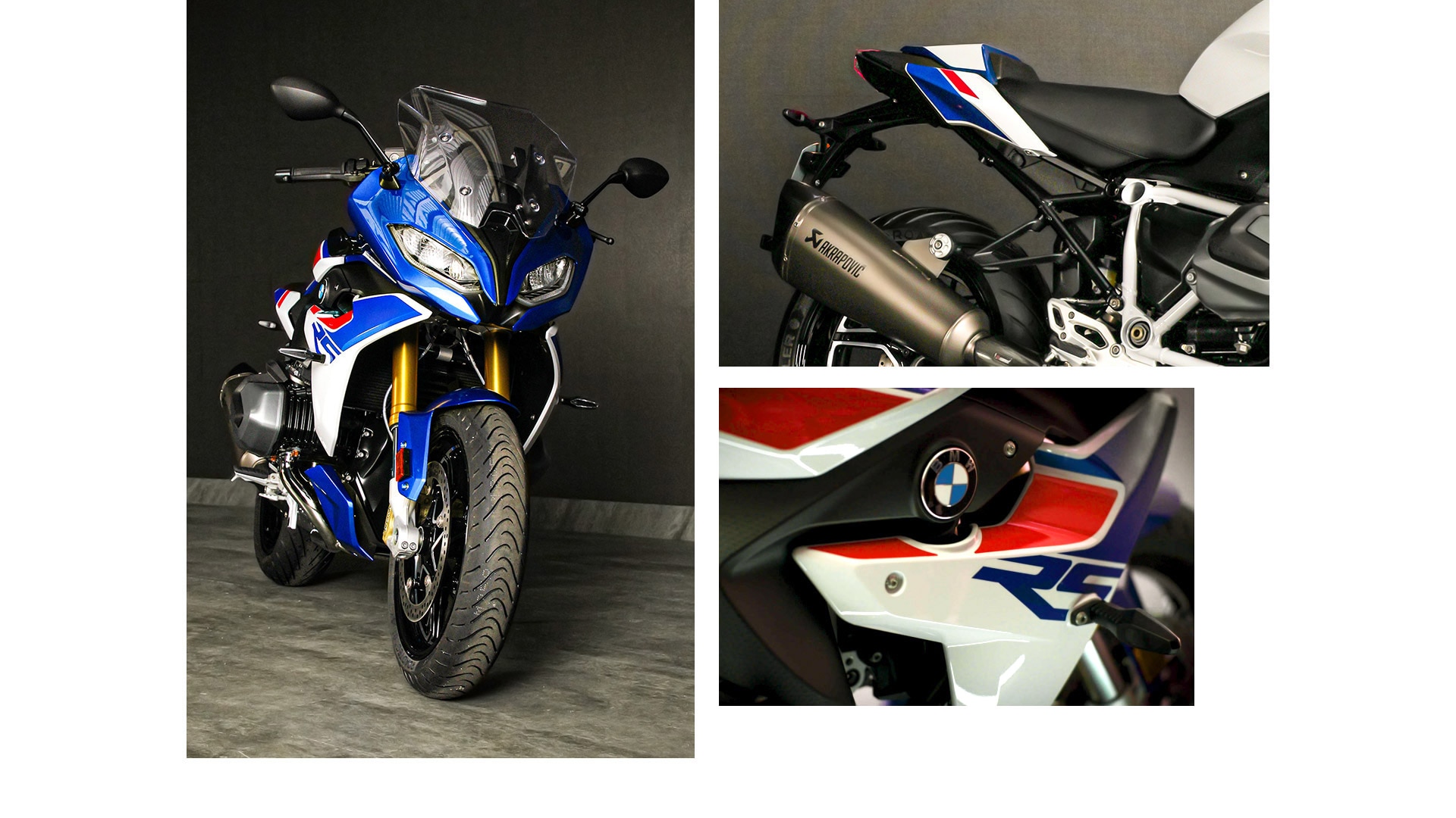 Collage of the R 1250 RS with design highlights