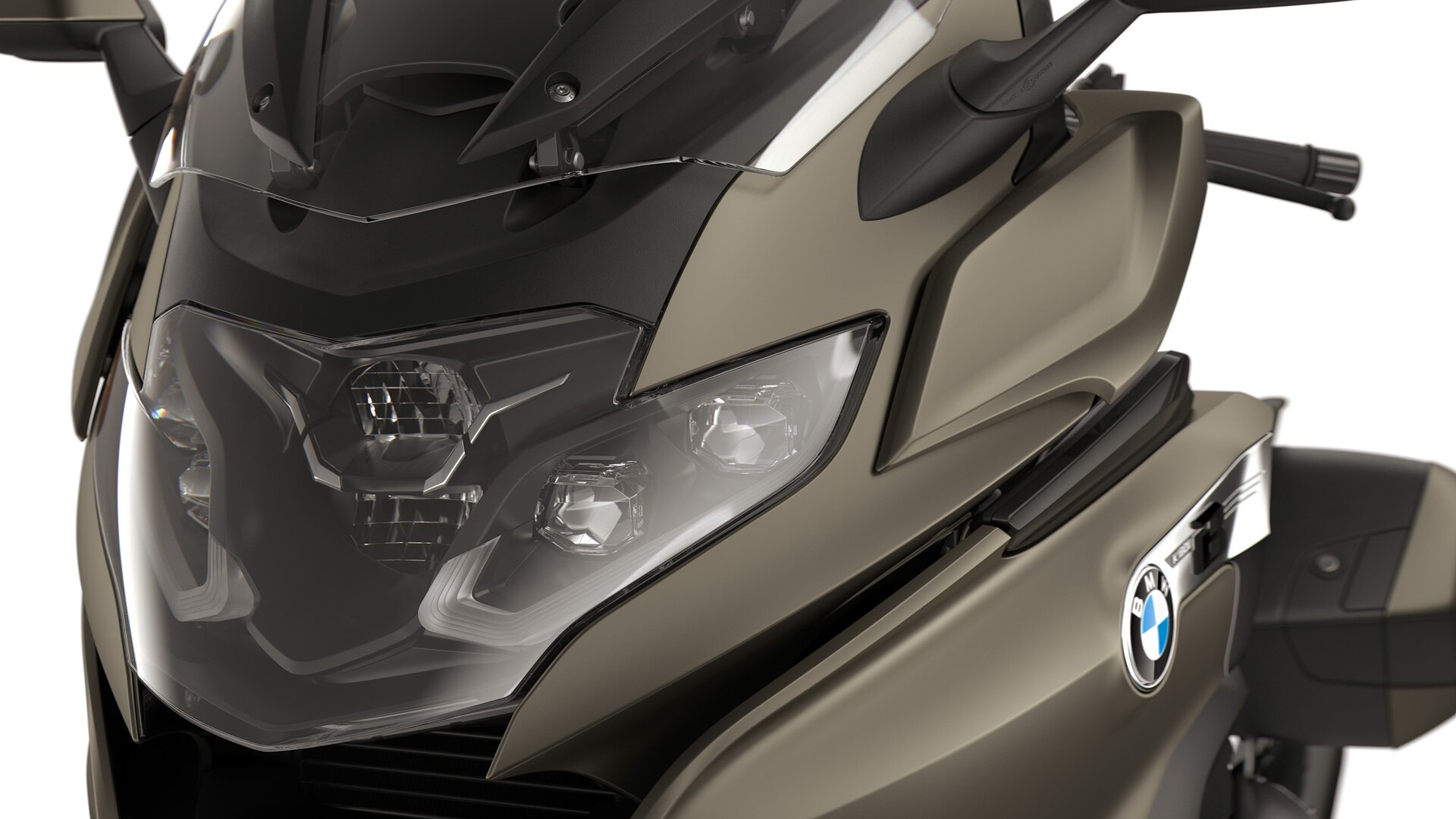 Focus on the LED headlights.